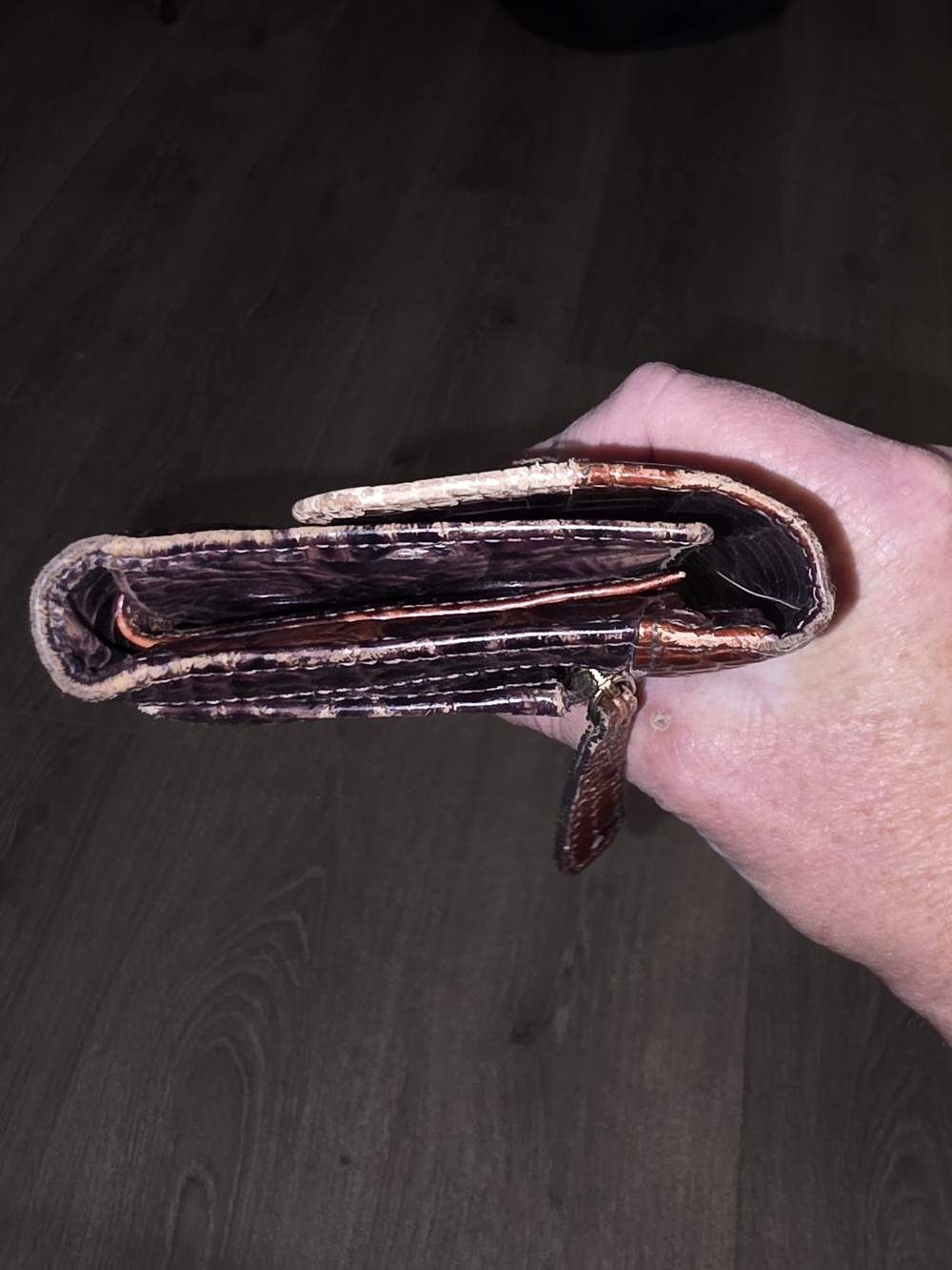 Brahmin Tri-Color Croc-Embossed Leather Wallet - Brown/Beige - Picture 12 of 12